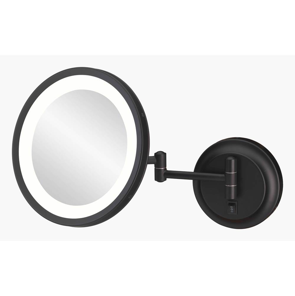 Aptations Round Magnified Mirror With Switchable Light Color in Matte Black