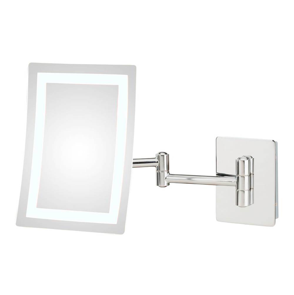 Aptations Contemporary Rectangular Led Lighted Magnifying Makeup Mirror With Switchable Light Color in Polished Nickel