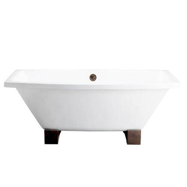Barclay Athens Cast Iron Tub WH, 67'',7'' Holes, Wooden Block Feet