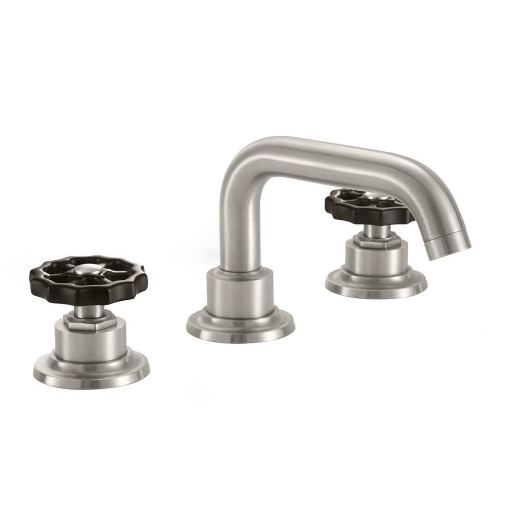 California Faucets 8'' Widespread Lavatory Faucet with ZeroDrain - Black Wheel Handles with ZeroDrain