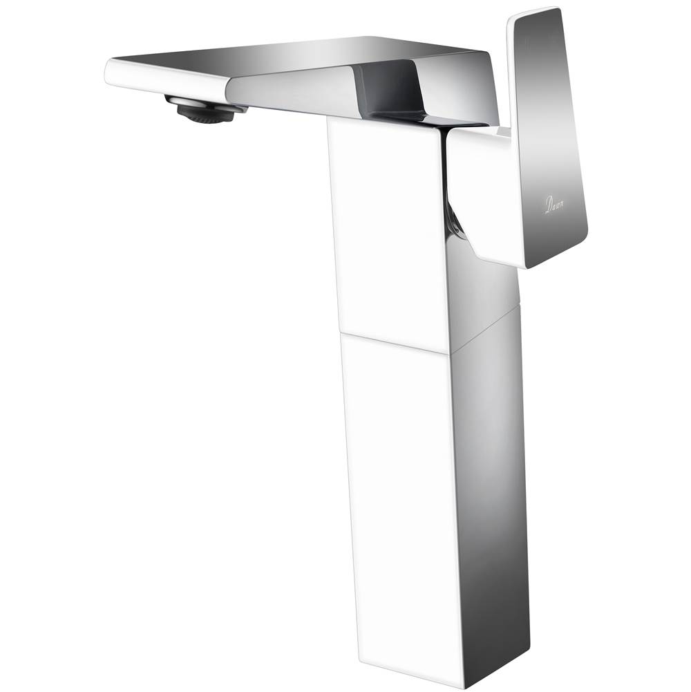 Dawn Single Lever Tall Square Lavatory Faucet, Chrome & White