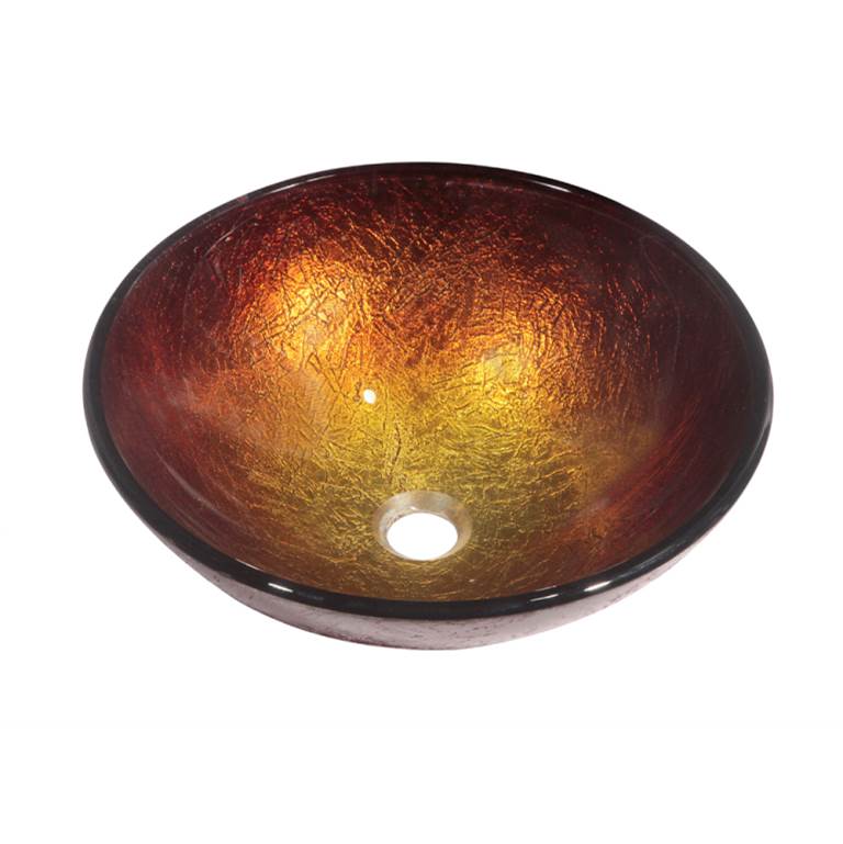 Dawn Dawn® Tempered glass, hand-painted glass vessel sink-round shape, Gold and Brown