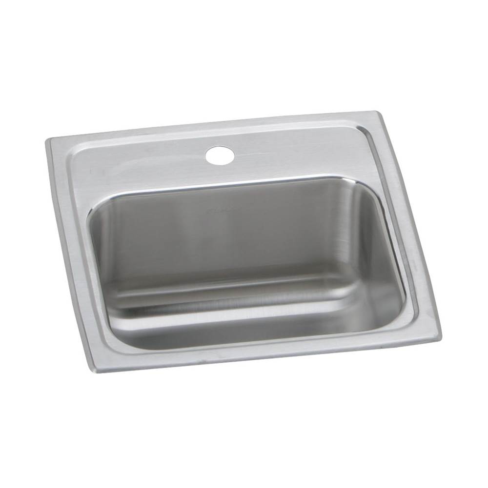 Elkay Lustertone Classic Stainless Steel 15'' x 15'' x 7-1/8'', 3-Hole Single Bowl Drop-in Bar Sink with 2'' Drain