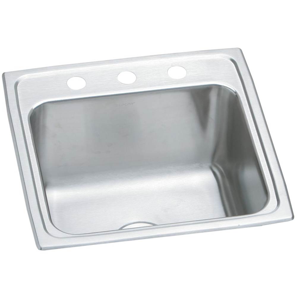 Elkay Lustertone Classic Stainless Steel 19-1/2'' x 19'' x 10-1/8'', 3-Hole Single Bowl Drop-in Laundry Sink