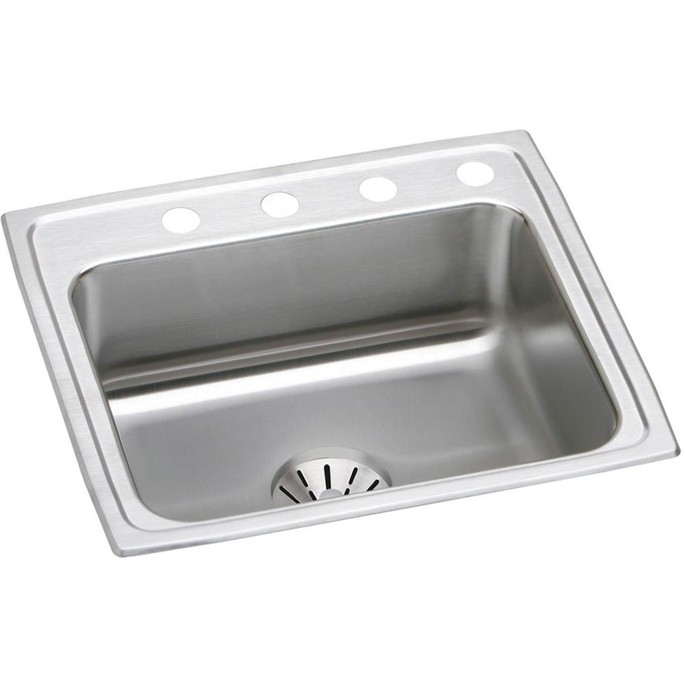 Elkay Lustertone Classic Stainless Steel 22'' x 19-1/2'' x 10-1/8'', 4-Hole Single Bowl Drop-in Sink with Perfect Drain