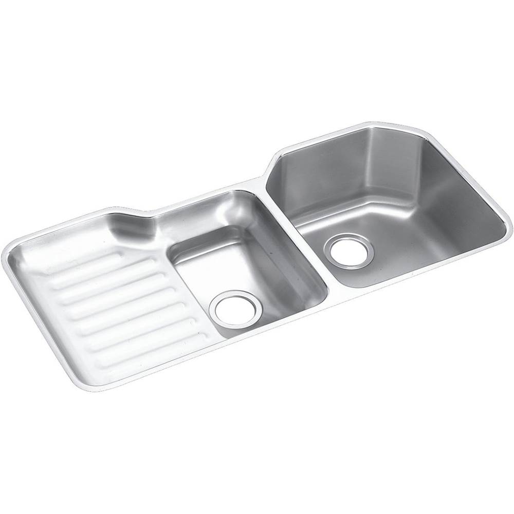 Elkay Lustertone Classic Stainless Steel 41-1/2'' x 20-1/2'' x 9-1/2'', 60/40 Double Bowl Undermount Sink