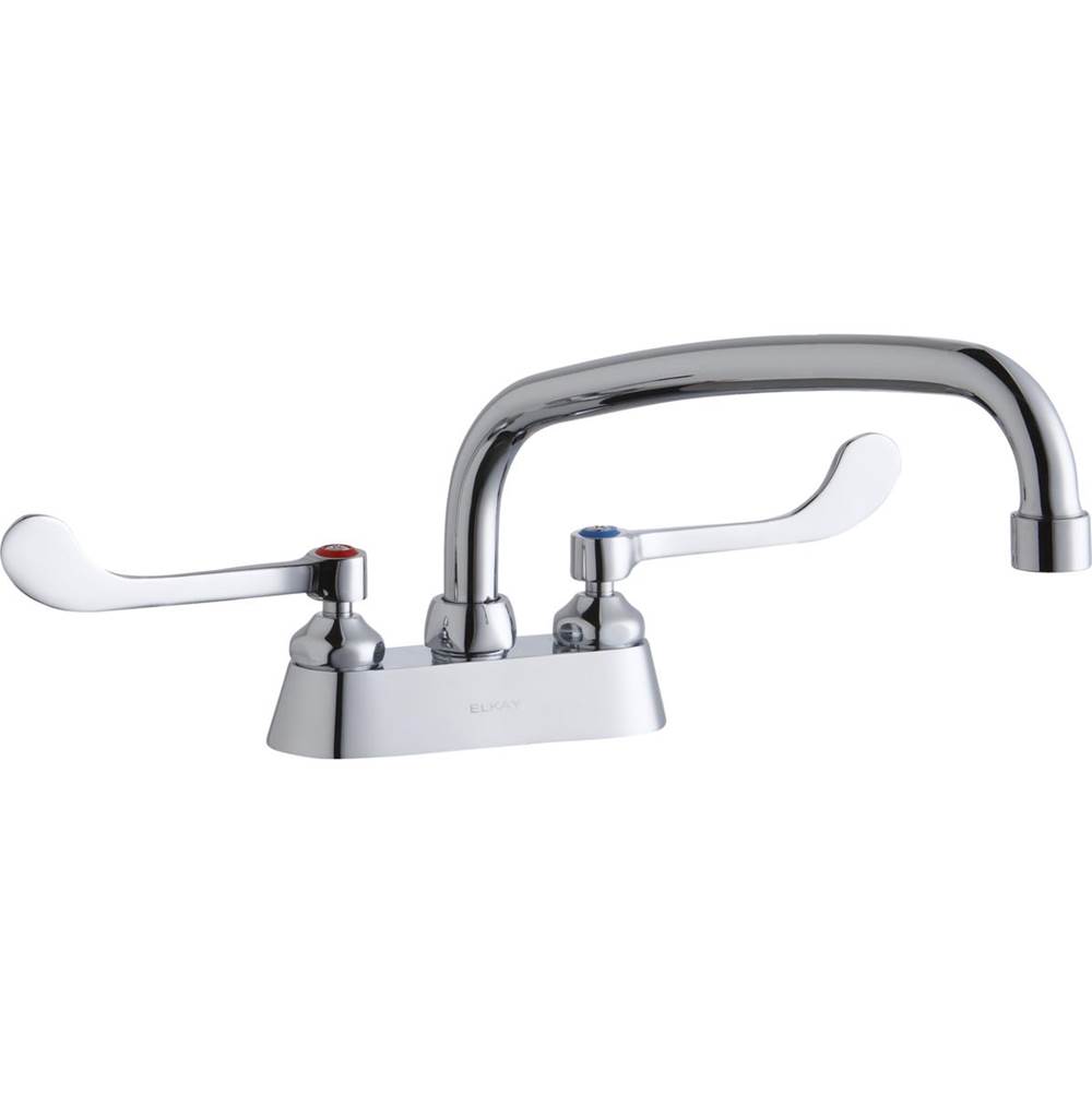 Elkay 4'' Centerset with Exposed Deck Faucet with 14'' Arc Tube Spout 6'' Wristblade Handles Chrome