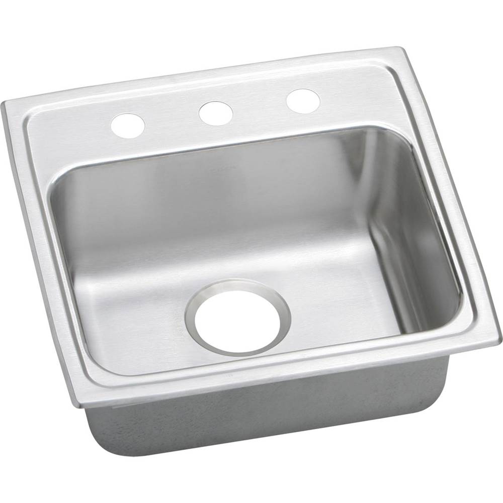 Elkay Lustertone Classic Stainless Steel 19-1/2'' x 19'' x 6-1/2'', 1-Hole Single Bowl Drop-in ADA Sink with Quick-clip