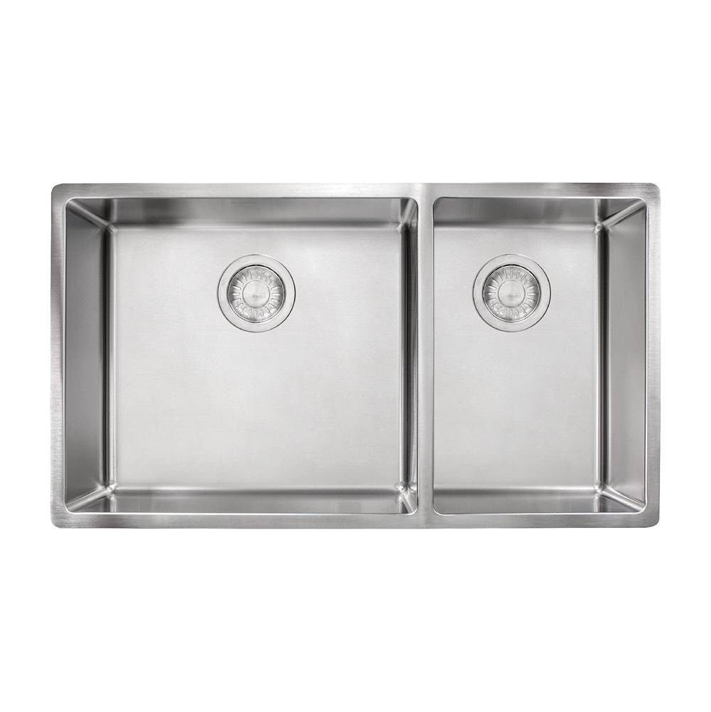 Franke Cube 31.5-in. x 17.7-in. 18 Gauge Stainless Steel Undermount Double Bowl Kitchen Sink - CUX160