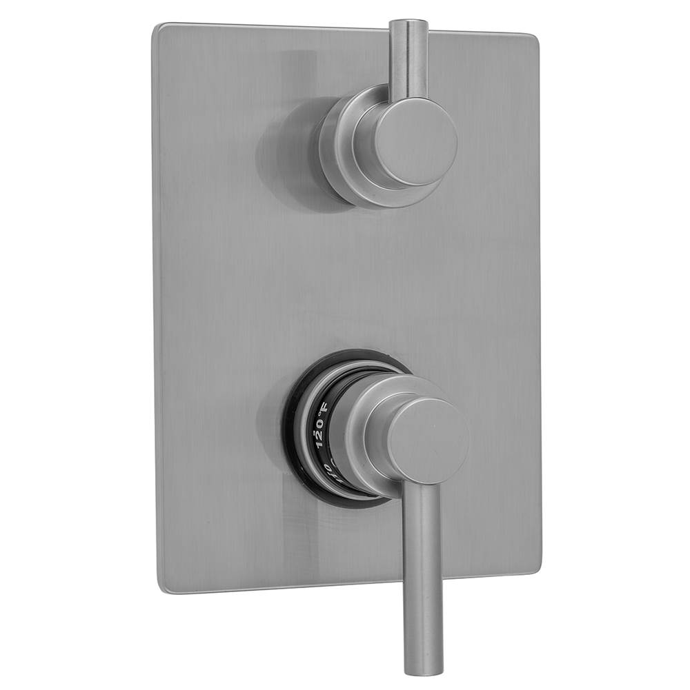 Jaclo Rectangle Plate with Contempo Low Lever Thermostatic Valve with Contempo Short Peg Built-in 2-Way Or 3-Way Diverter/Volume Controls (J-TH34-686 / J-TH34-687 / J-TH34-688 / J-TH34-689)