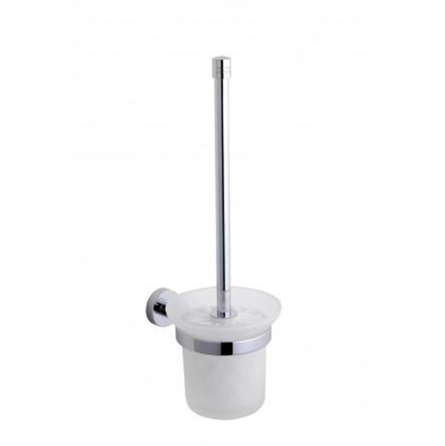 Kartners OSLO - Wall Mounted Toilet Brush Set with Frosted Glass-Unlacquered Brass