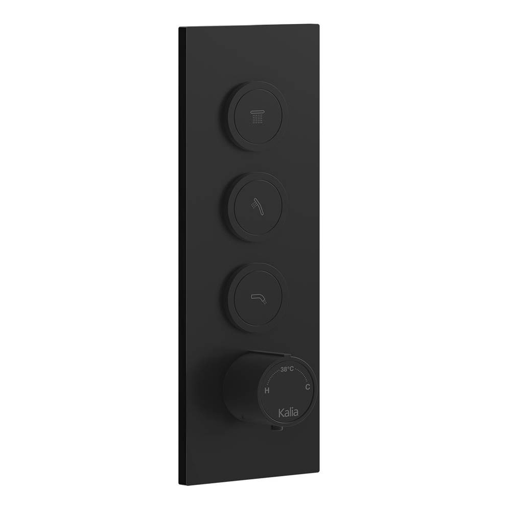 Kalia 3-Way AQUATONIK™ Type T/P 1/2'' Push-Button Valve with Square Decorative Trim Matte Black