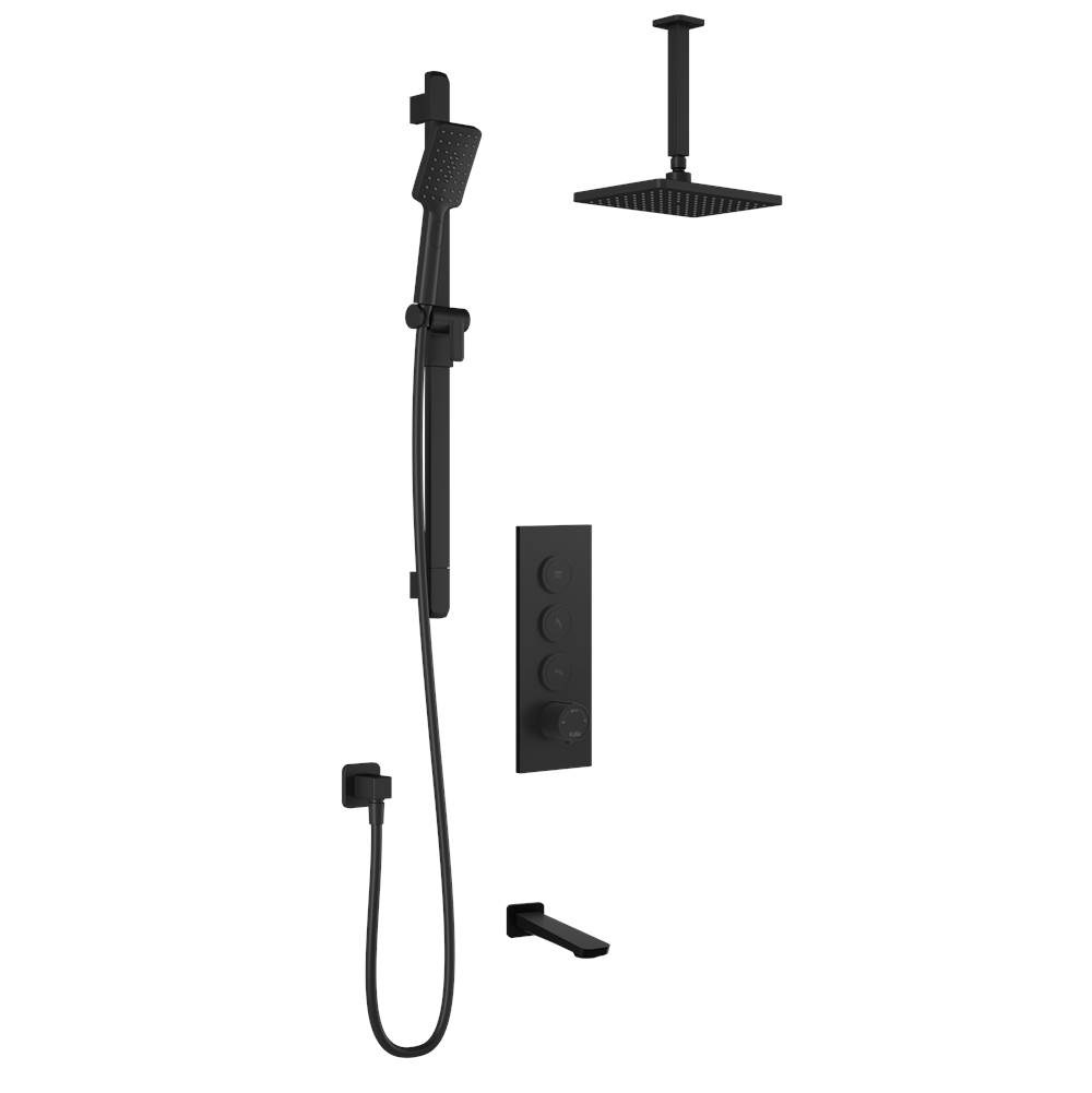 Kalia MOROKA™ TB3 AQUATONIK™ T/P Push-Button Shower System with Vertical Ceiling Arm Matte Black