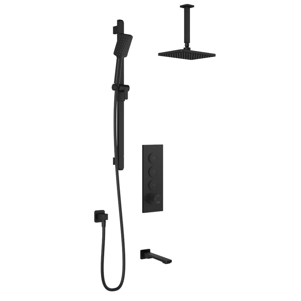 Kalia KAREO™ TB3 (Valve Not Included) AQUATONIK™ T/P Push-Button Shower System with Vertical Ceiling Arm Matte Black