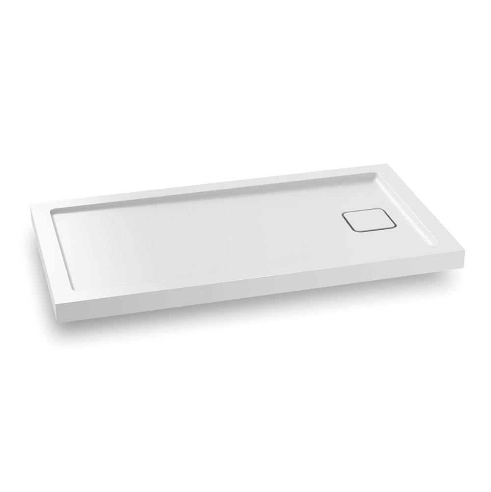 Kalia KOVER™ 60x32 Rectangular Acrylic Shower Base 60x32 with Drain at the End (Aluminium Tiling Flange Kit Included)