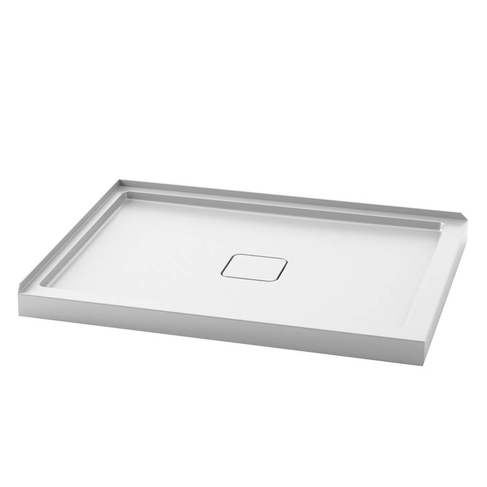 Kalia KOVER™ 48x36 Rectangular Acrylic Shower Base 48x36 with Central Drain and Left Integrated Tiling Flange on 2 Sides