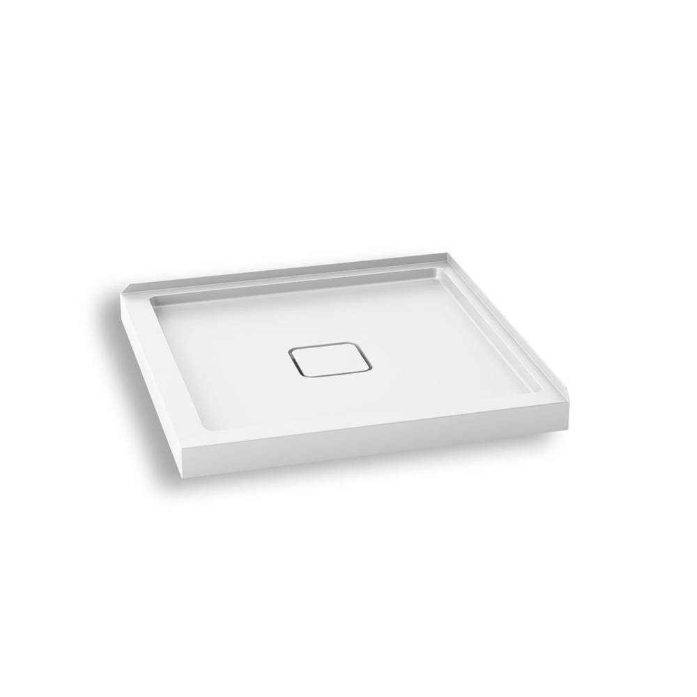 Kalia KOVER™ 36x36 Square Acrylic Shower Base 36x36 with Central Drain and Integrated Tiling Flanges on 2 Sides