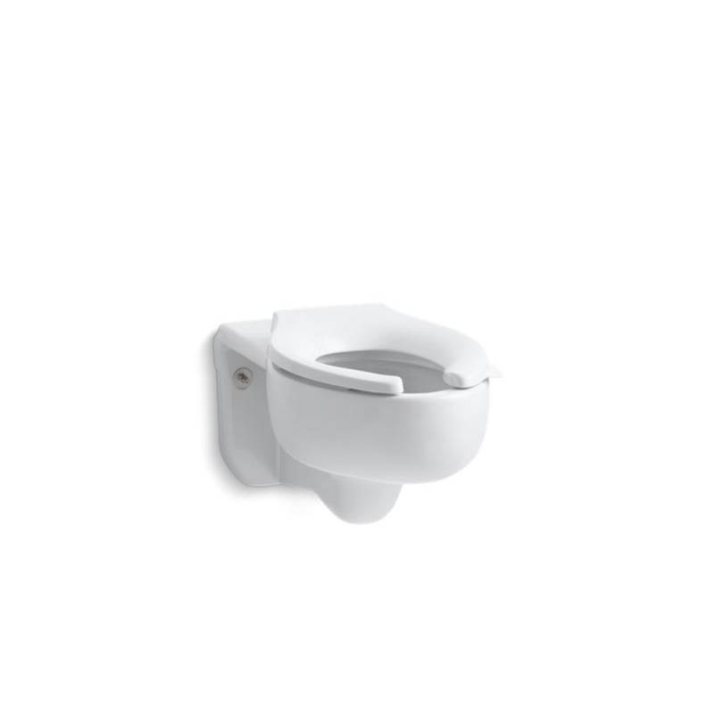 Kohler Stratton™ Water-Guard® Wall-mount 3.5 gpf flushometer valve elongated blow-out toilet bowl with top inlet, requires seat
