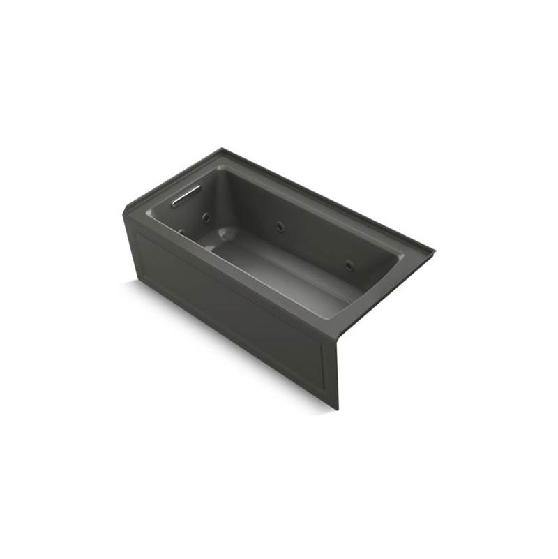 Kohler Archer® 60'' x 30'' three-side integral flange whirlpool bath with left-hand drain, heater, and Comfort Depth® design