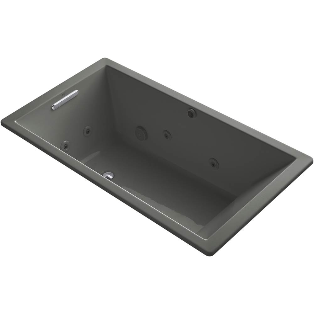 Kohler Underscore® Rectangle 66'' x 36'' heated whirlpool bath with end drain