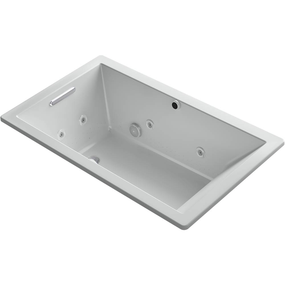 Kohler Underscore® Rectangle 60'' x 36'' Heated BubbleMassage™ air bath with whirlpool, end drain