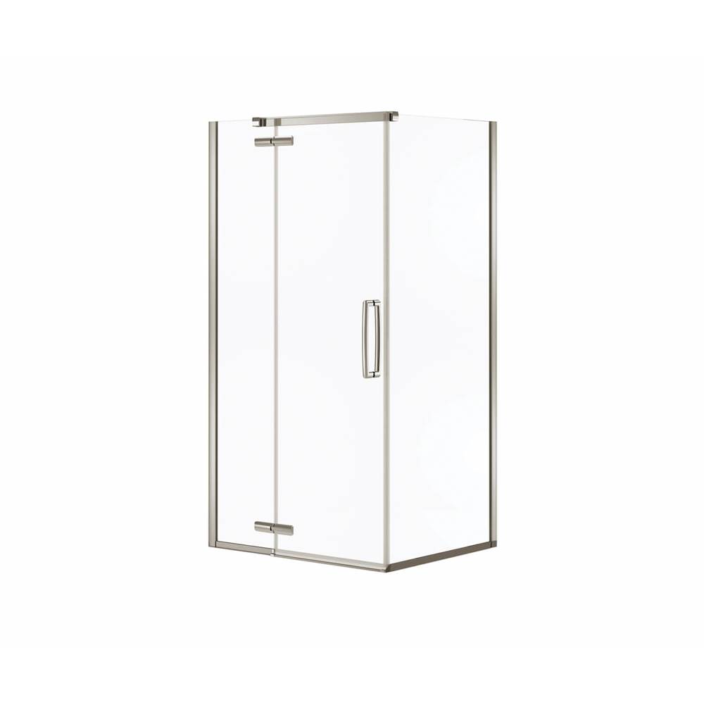Maax Hana Rectangular 42 x 34 x 75 in. 8mm Pivot Shower Door for Corner Installation with Clear glass in Brushed Nickel