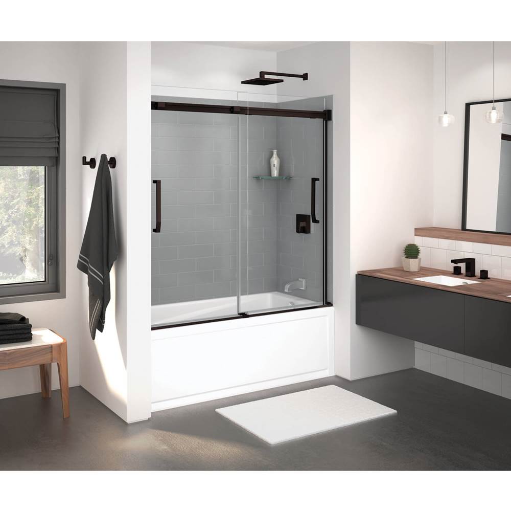 Maax Inverto 56-59 x 55 1/2-59 in. 8mm Sliding Tub Door for Alcove Installation with Clear glass in Dark Bronze