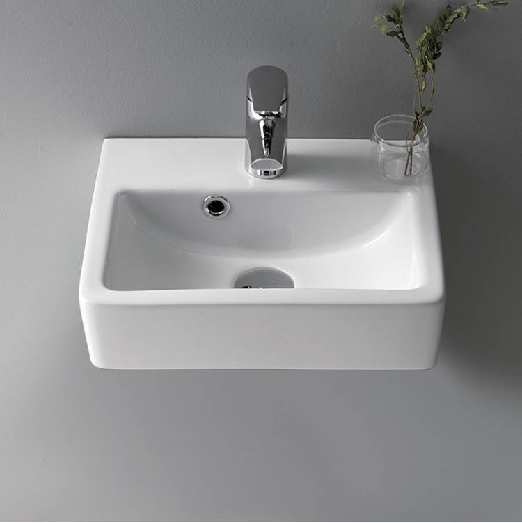 Nameeks Rectangle White Ceramic Wall Mounted or Vessel Sink