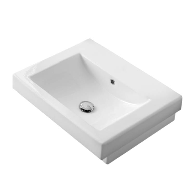 Nameeks Square White Ceramic Built-In Sink