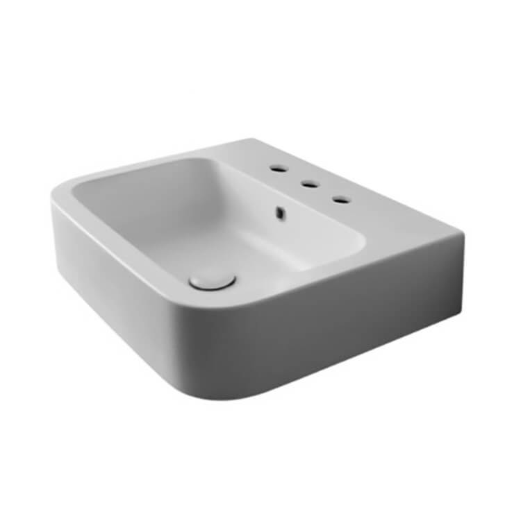 Nameeks White Ceramic Vessel or Wall Mounted Bathroom Sink