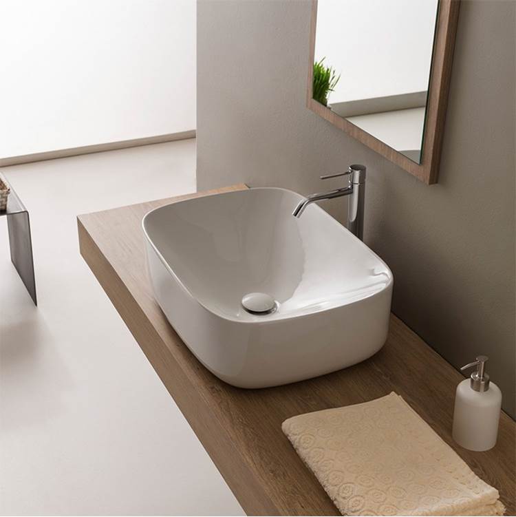 Nameeks Round White Ceramic Vessel Bathroom Sink