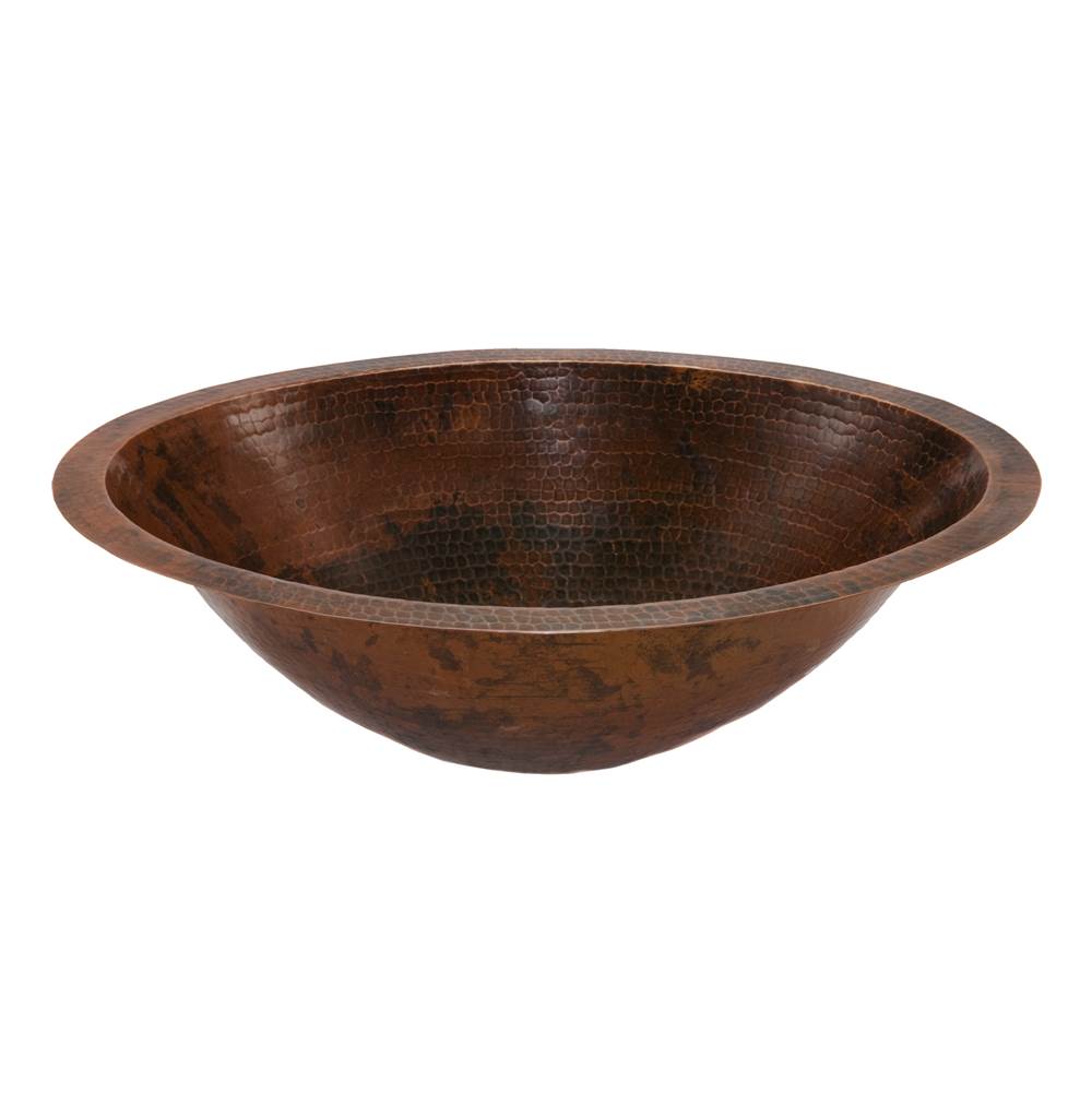 Premier Copper Products Master Bath Oval Under Counter Hammered Copper Bathroom Sink