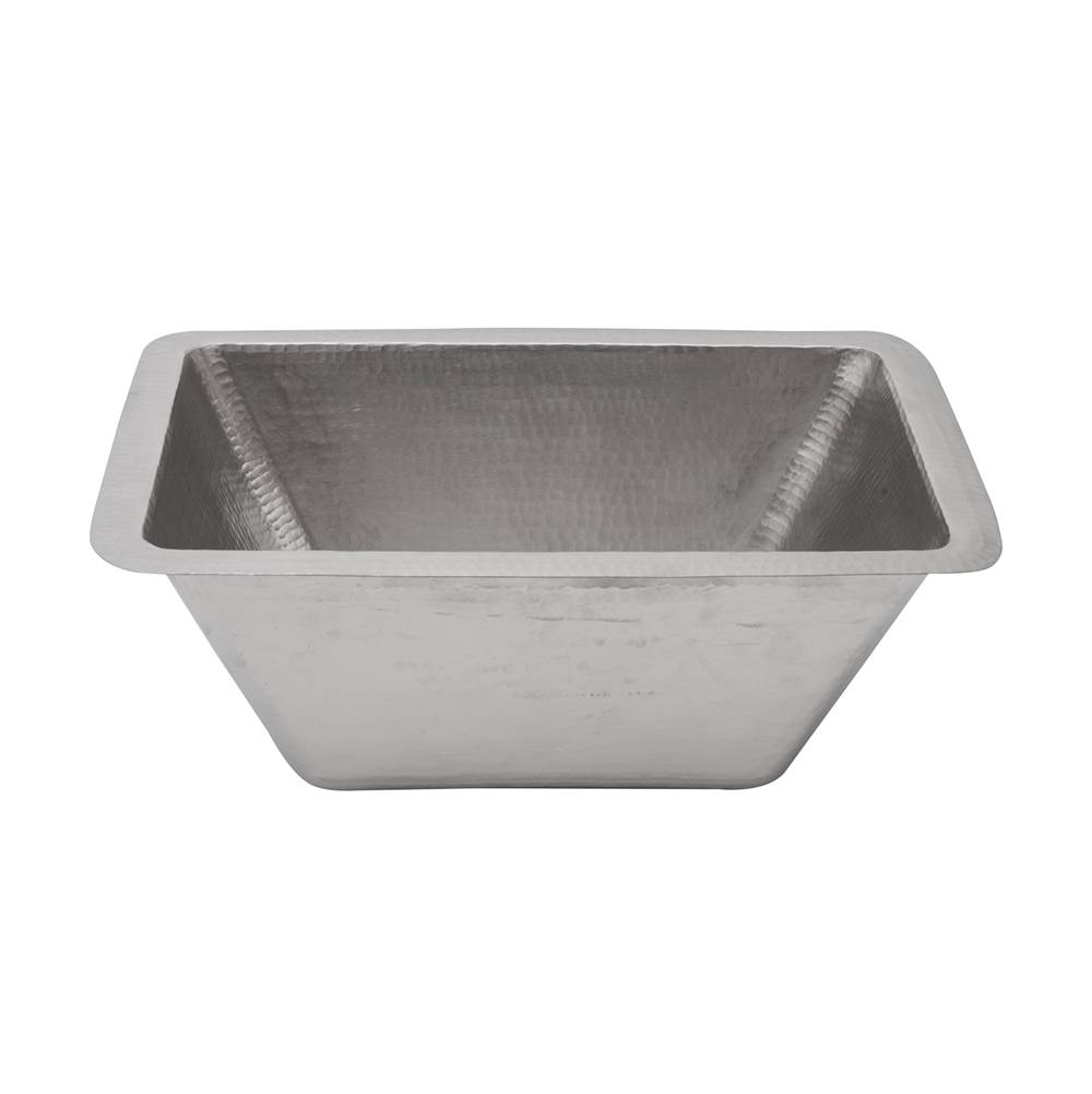 Premier Copper Products Rectangle Hammered Copper Bathroom Sink in Nickel