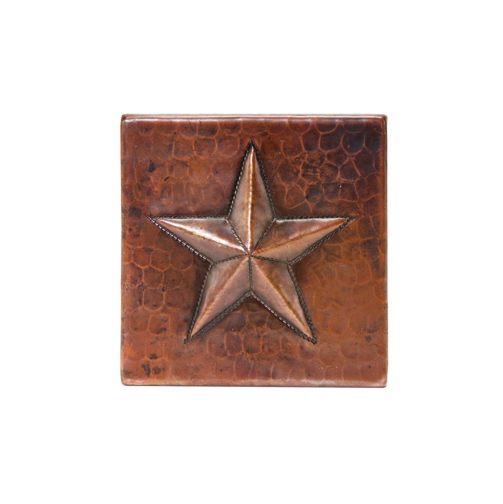 Premier Copper Products 4'' x 4'' Hammered Copper Star Tile - Quantity 4