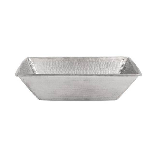 Premier Copper Products 17'' Rectangle Wired Rim Vessel Hammered Copper Sink In Nickel