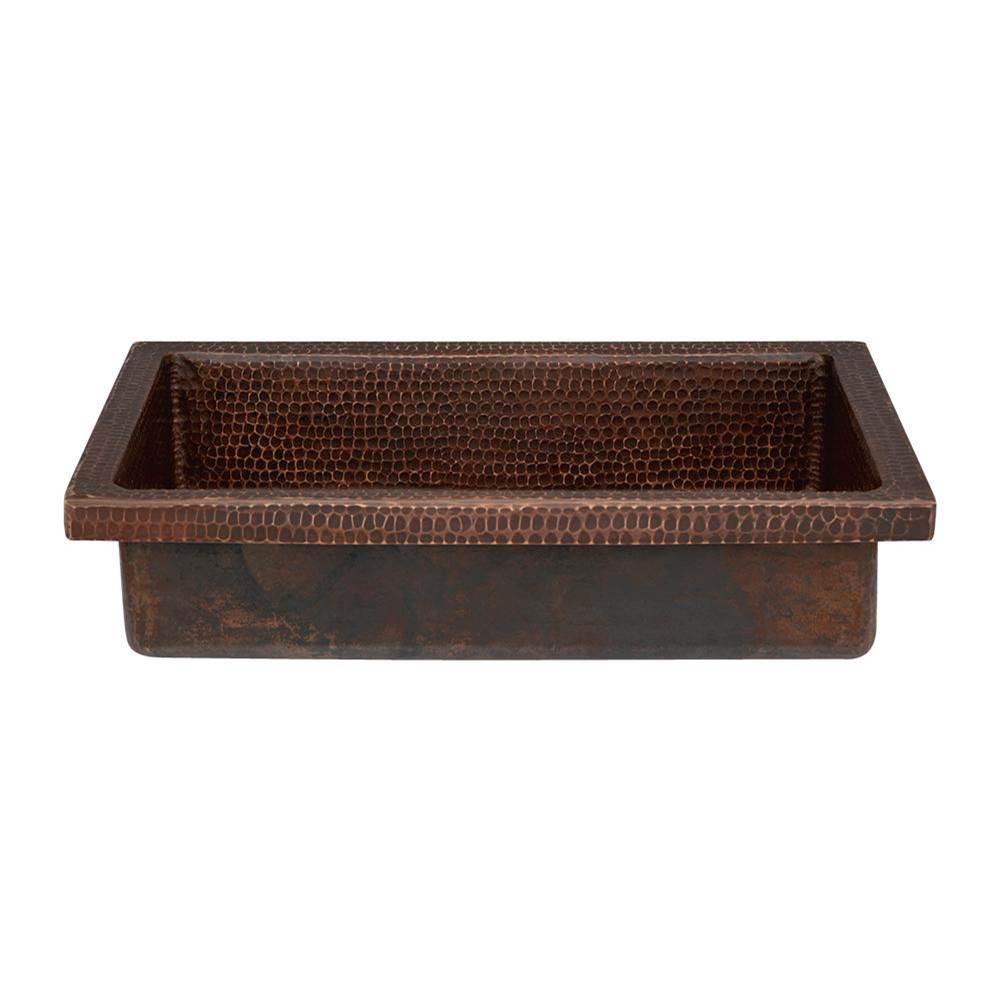 Premier Copper Products 20'' Rectangle Skirted Vessel Hammered Copper Sink
