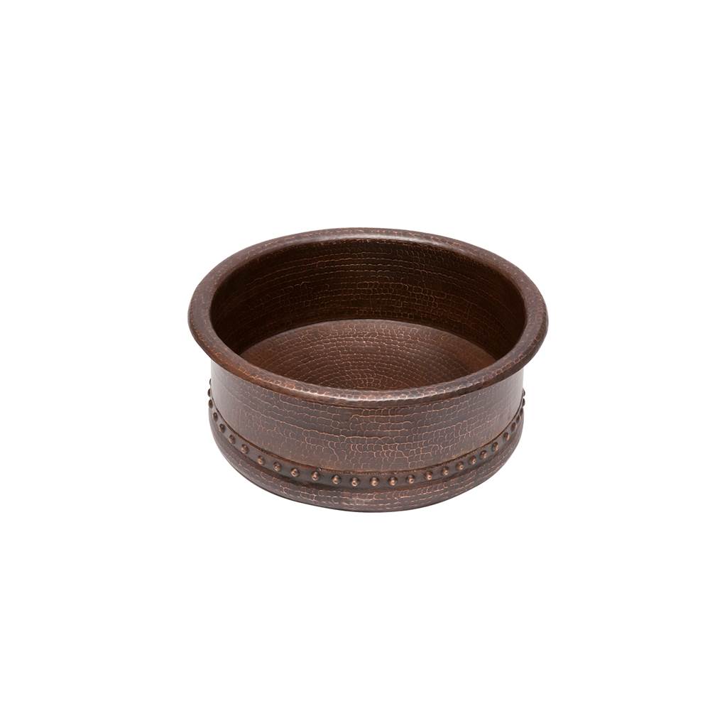 Premier Copper Products 15'' Round Vessel Tub Hammered Copper Sink