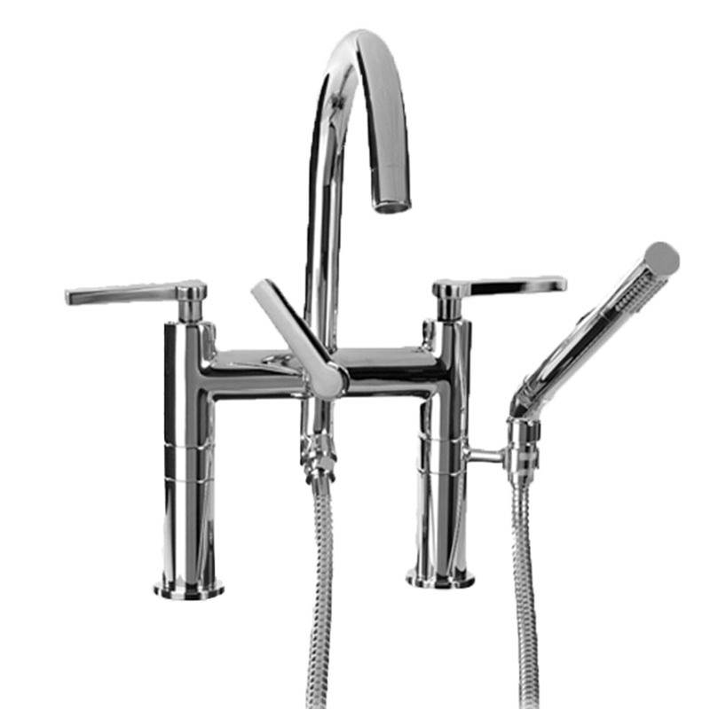 Sigma Contemporary Deckmount Tub Filler With Handshower Stella Polished Nickel Pvd .43