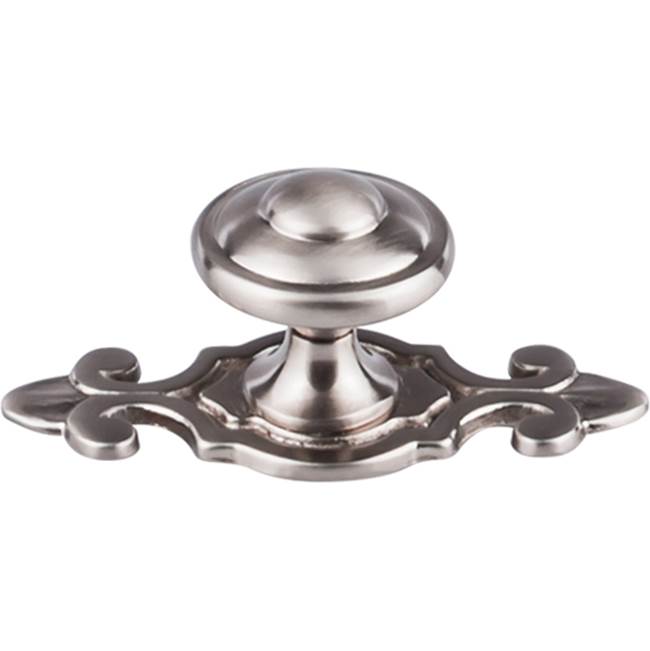 Top Knobs Canterbury Knob 1 1/4 Inch w/Backplate Brushed Satin Nickel