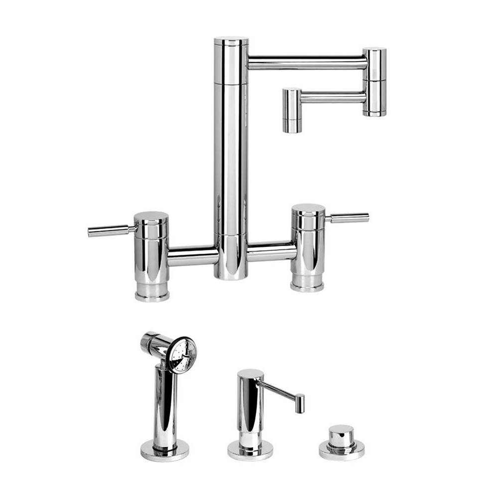 Waterstone Waterstone Hunley Bridge Faucet - 12'' Articulated Spout - 3pc. Suite