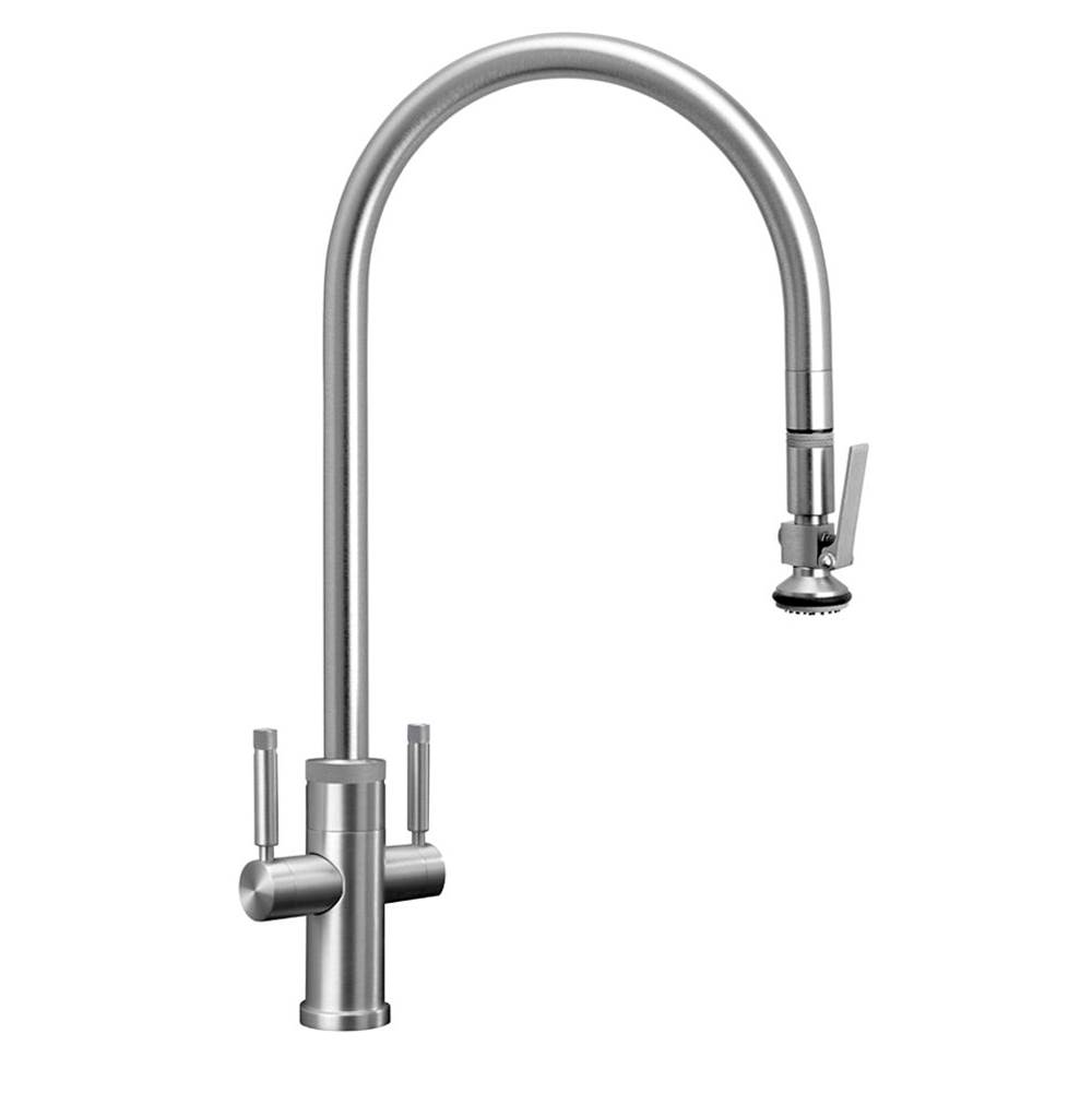 Waterstone Industrial 2 Handle Pull-Down Kitchen Faucet, Lever Spray, Ext. Reach, Lever Handle