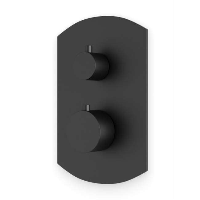 Artos Transitional Thermostat with 3-Way Diverter & Off Position Trim Kit with Round Handles Matte Black