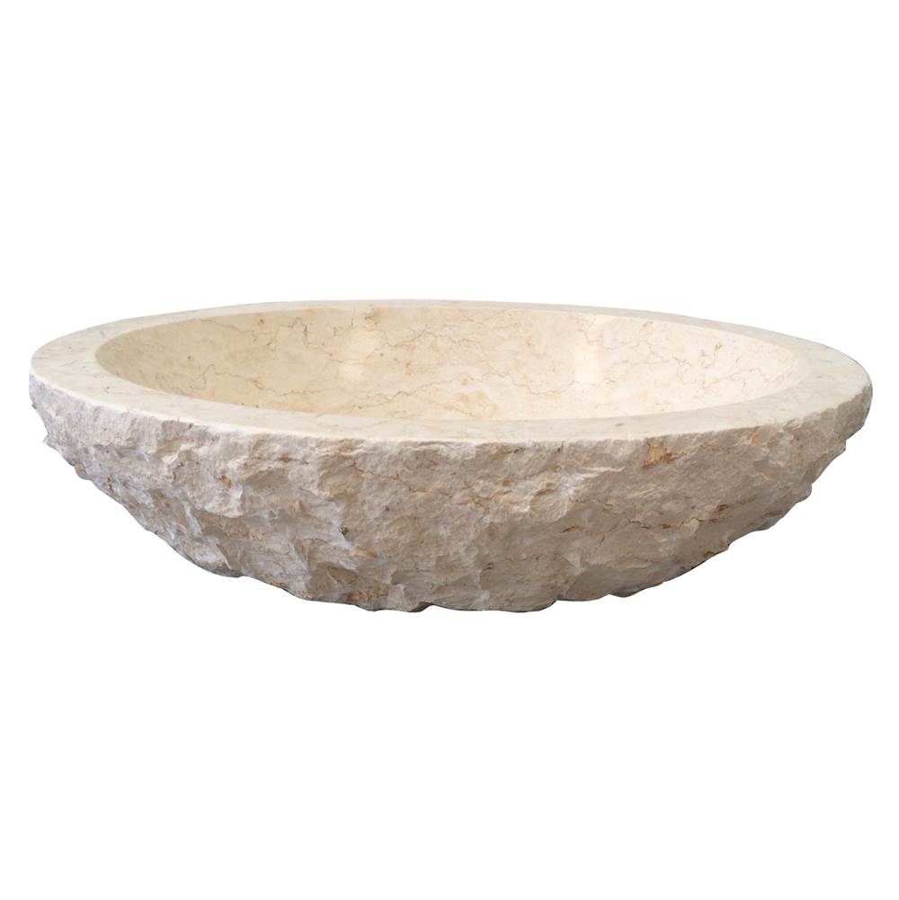 Barclay Bonette Oval Chiseled MarbleVessel, Egyptian Cream