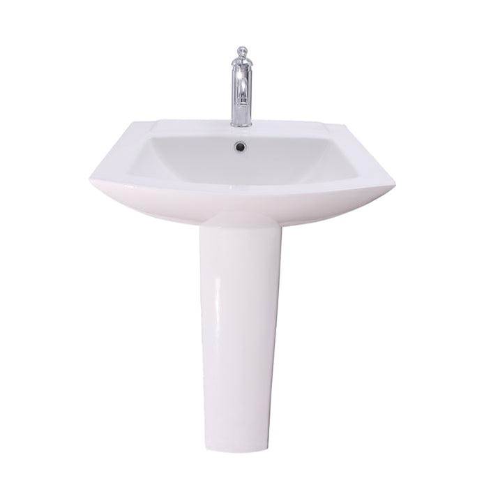 Barclay Burke Pedestal with 1 FaucetHole, Overflow, White