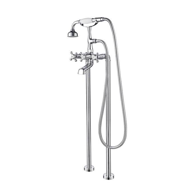 Barclay Freestanding Tub Faucet W/HandShower, 6'' Straight Body,CP