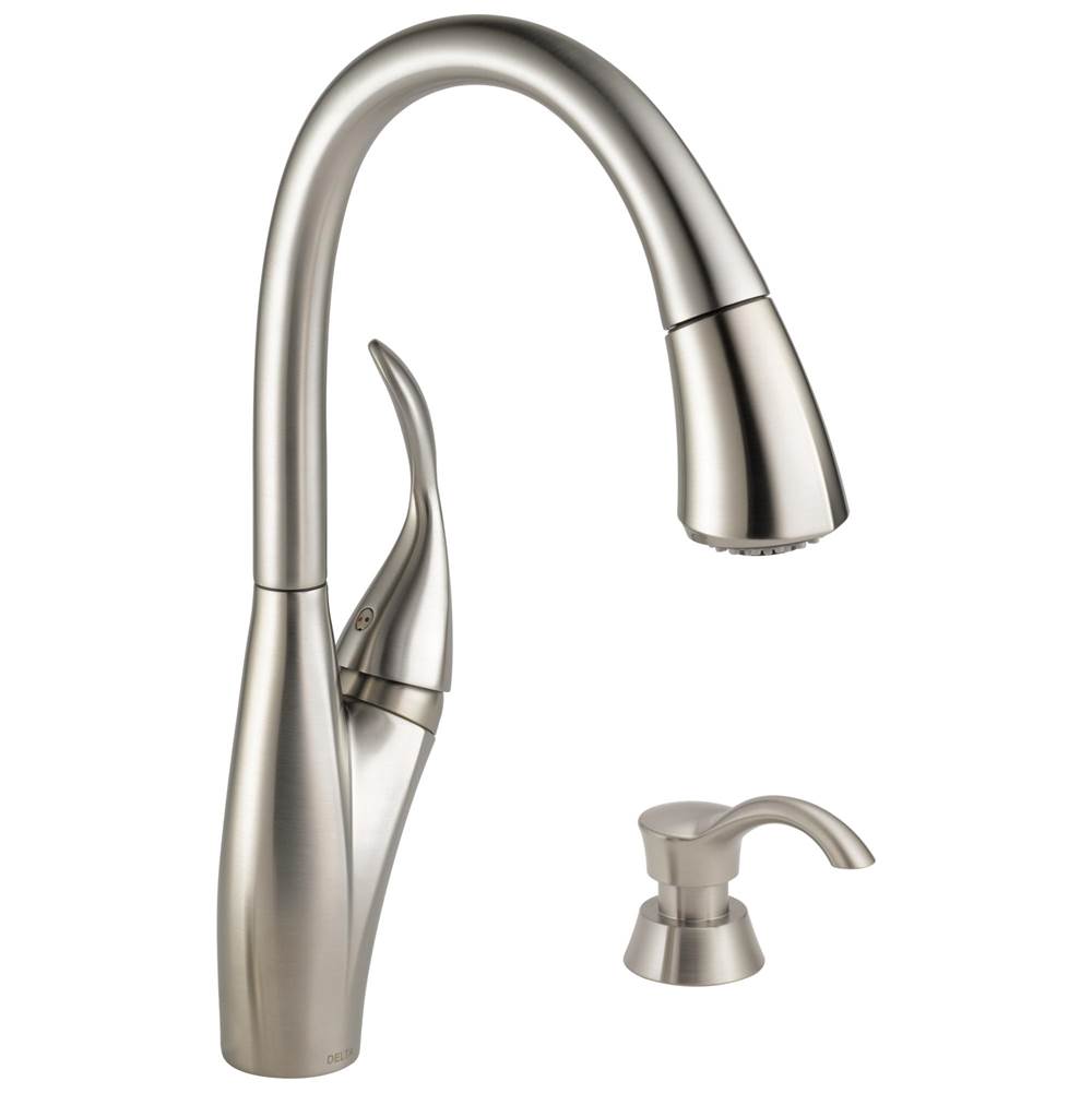 Delta Faucet Berkley® Single Handle Pull-down Kitchen Faucet with MagnaTite and Soap Dispenser