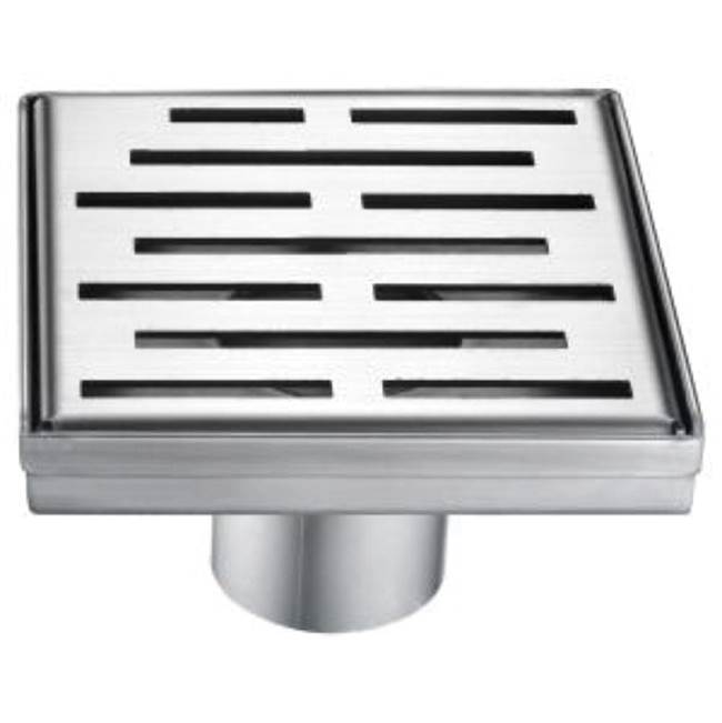 Dawn Shower square drain -- 9G, 304 type stainless steel, matte black: 5-1/4''L x 5-1/4''W x 3-1/8''D Drain: 2'' (Laser Cut  and Bend)