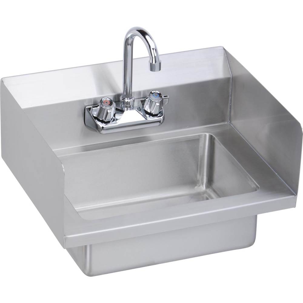 Elkay Stainless Steel 18'' x 14-1/2'' x 11'' 18 Gauge Hand Sink with Dual Side Splashes and Faucet