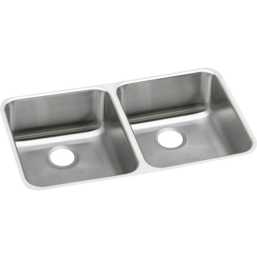 Elkay Lustertone Classic Stainless Steel 30-3/4'' x 18-1/2'' x 10'', Equal Double Bowl Undermount Sink with Left Drain