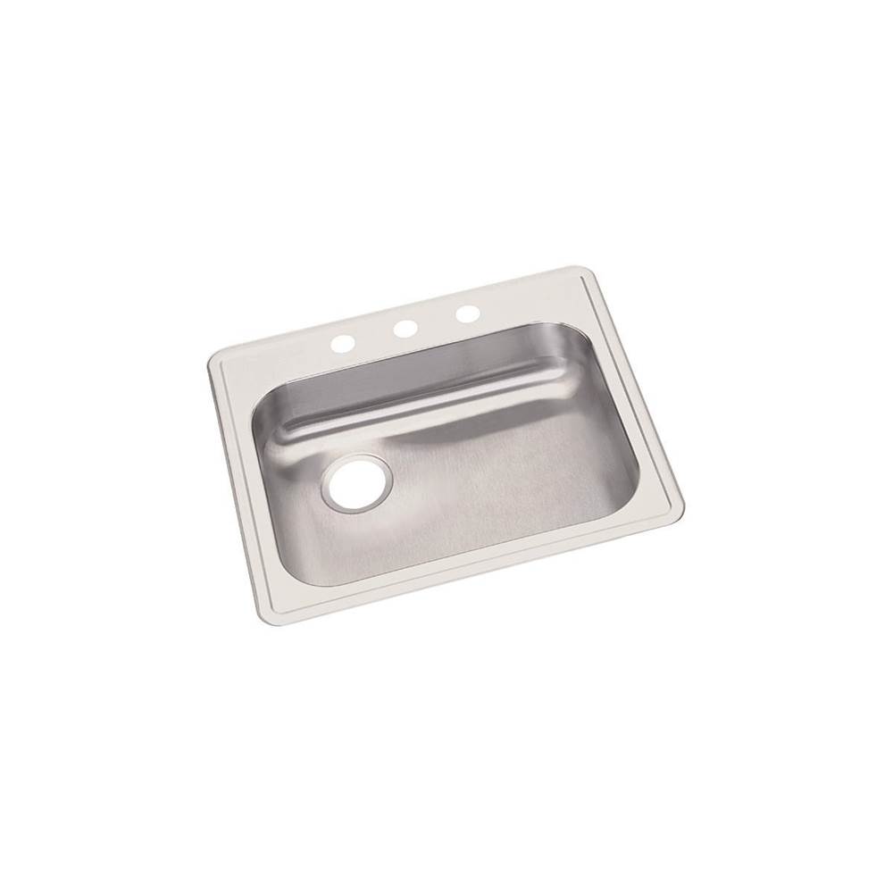 Elkay Dayton Stainless Steel 25'' x 22'' x 5-3/8'', 1-Hole Single Bowl Drop-in Sink with Left Drain